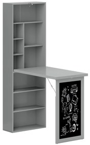 HOMCOM Escritório com Armazenamento Dobrável de Parede com Estante Estação de Trabalho Quadro Preto e Prateleira Ajustável | Aosom Portugal