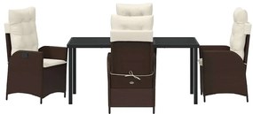 Conjunto de jantar de jardim com 5 peças e almofadas marrom em rattan