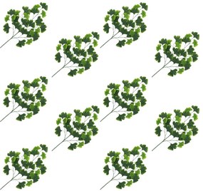vidaXL Folhas de ginkgo artificiais 10 pcs 65 cm verde