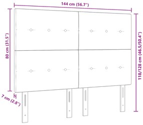 Cabeceira vidaXL Botão Almofadado Cinza Claro 140 cm Veludo