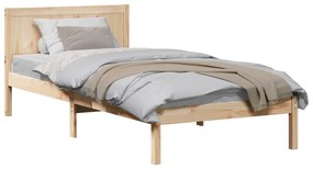 Estrutura de Cama Solteiro em Madeira de Pinho Natural