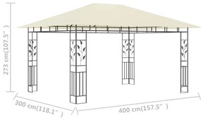 Gazebo com rede mosquiteira 4x3x2,73 m 180 g/m² creme