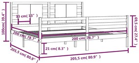 Estrutura de cama 200x200 cm pinho maciço castanho mel