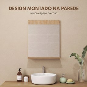 Espelho de Casa de Banho de Parede com Prateleira Aberta 50x12x60 cm Carvalho
