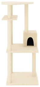 Árvore para gatos c/ postes arranhadores sisal 123 cm cor creme