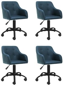 vidaXL Cadeiras de jantar giratórias 4 pcs tecido azul