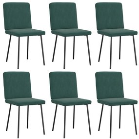 Cadeiras de jantar 6 pcs veludo verde-escuro