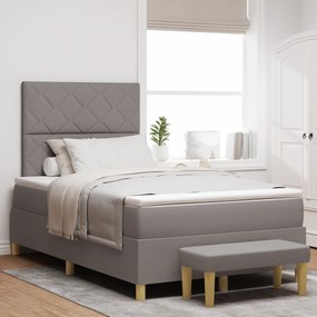 Cama Box Spring com Colchão &amp; Banco Taupe 120x200 cm Tecido