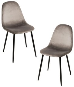 Pack 2 Cadeiras Teok Black Veludo - Cinza claro