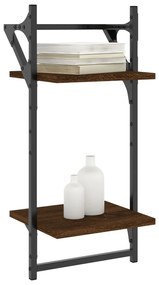 Estante 2 prat. c/ barras 2 pcs 30x25x65 cm carvalho castanho