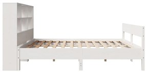 Cama com estante sem colchão 160x200 cm pinho maciço branco