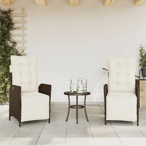 vidaXL Cadeiras jardim reclináveis 2 pcs c/ apoio de pés vime castanho