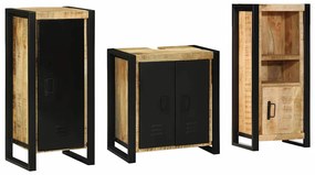 vidaXL Conjunto de Móveis para Banheiro 3 pcs Madeira de manga maciça