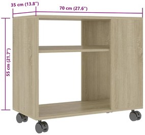 Mesa de apoio 70x35x55 cm madeira processada carvalho sonoma