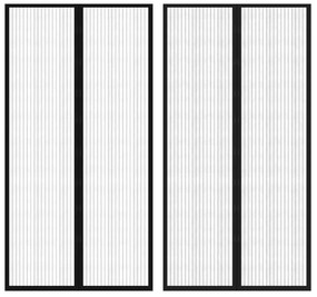 vidaXL Cortina de porta anti-insetos magnética 210x100cm 2 pcs preto