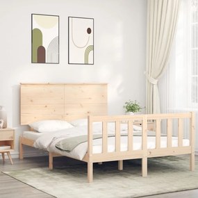 3193381 vidaXL Estrutura de cama com cabeceira 140x190 cm madeira maciça