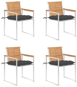 Cadeiras de jardim c/ almofadões 4 pcs madeira de teca maciça