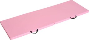 Tapete de Ginástica para Yoga e Pilates, 180 x 60 x 5 cm, Dobrável com Pegas, Rosa