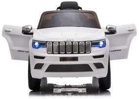 Carro elétrico bateria para Crianças Jeep Grand Cherokee, 12 volts, banco de couro, pneus de borracha EVA BRANCO