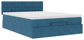 Estrutura de cama otomana com colchão 140x190cm azul escuro