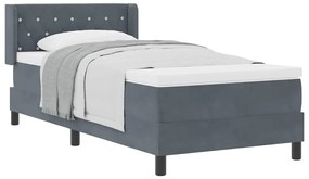 Cama Box com Colchão vidaXL Cinza Escuro 90x200 cm Veludo