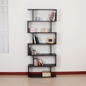 Estante com 6 Prateleiras para Livros - Cor: Preto – Material: Madeira - Dimensões 80 x 25 x 192 cm