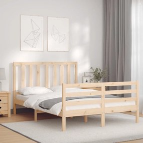 vidaXL Estrutura de cama de casal c/ cabeceira madeira maciça
