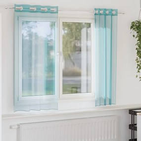 Cortinas de voile com ilhós 2 pcs turquesa