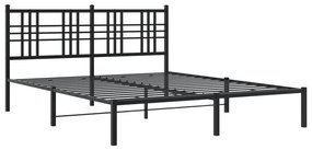 Estrutura de cama em metal com cabeceira 150x200 cm preto