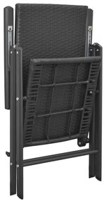 Cadeiras de jardim empilháveis 2 pcs vime PE preto