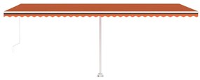 Toldo retrátil manual com LED 600x300 cm laranja e castanho