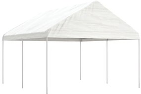 Gazebo com telhado 4,46x4,08x3,22 m polietileno branco