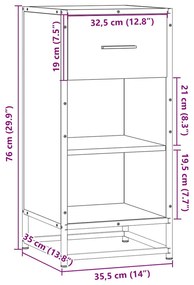 Aparador 35,5x35x76 cm deriv. de madeira/metal cinzento sonoma