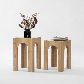 Conjunto de Mesas de Café Seine – Cinzento Escuro e Carvalho – 35x50 c