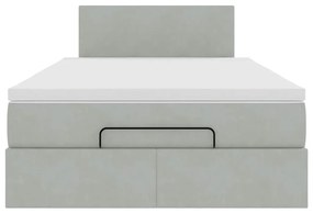 Cama otomana com colchão cinza claro 120x190 cm Veludo