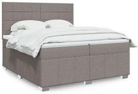 vidaXL Cama com molas/colchão 200x200 cm tecido castanho-acinzentado