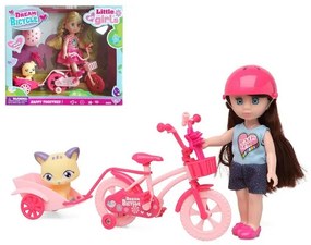 Boneca com Animal Dream Bicycle Cor de Rosa