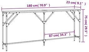 Mesa consola 180x23x75 cm derivados de madeira carvalho fumado