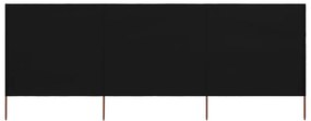 47152 vidaXL Para-vento com 3 painéis em tecido 400x160 cm preto