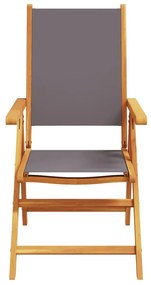 Cadeiras jardim reclin. 4 pcs tecido/madeira maciça antracite