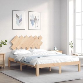 vidaXL Estrutura de cama de casal com cabeceira madeira maciça