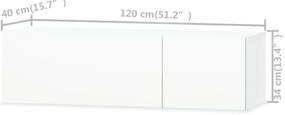 Móveis de TV em aglomerado 2 pcs 120x40x34 cm branco brilhante