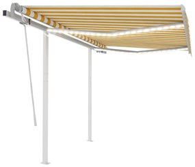 Toldo retrátil manual com LED 3,5x2,5 m amarelo e branco