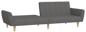 Sofá-cama de 2 lugares tecido cinzento-claro