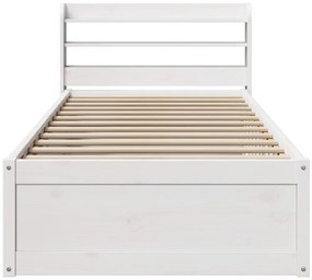 Estrutura de cama com cabeceira 90x190 cm pinho maciço branco