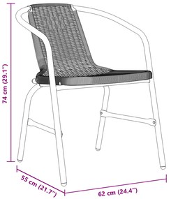 Conjunto de Jantar de Jardim 5 Peças Preto Poli Rattan