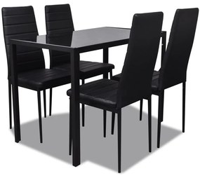 vidaXL Conjunto de jantar 5 pcs couro artificial preto