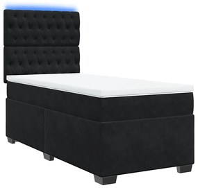Cama com molas/colchão 90x190 cm veludo preto