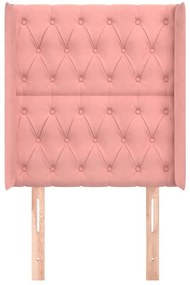Cabeceira de cama c/ abas veludo 83x16x118/128 cm rosa