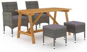 5 pcs conjunto de jantar para jardim cinzento